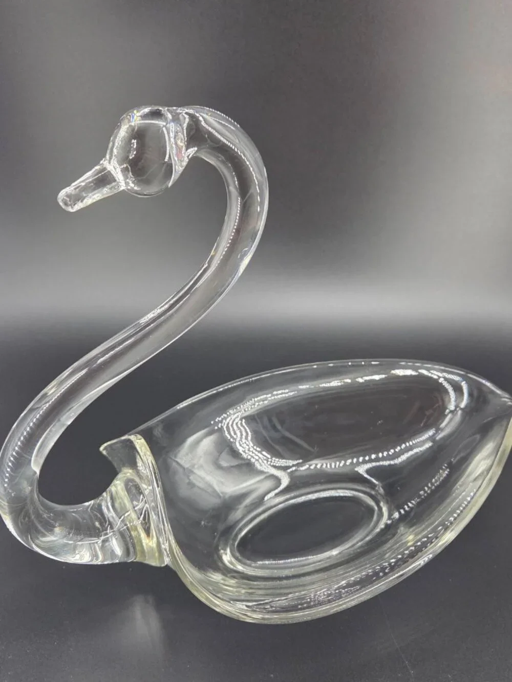 Vintage Duncan Miller Glass Swan Bowl 12